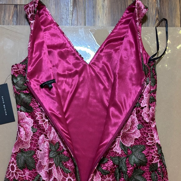 David Meister Pink and Green Floral Midi Dress 12 NWT - Picture 7 of 10